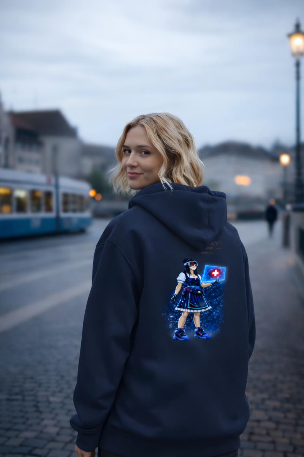 Cyber Heidi – Alpine Data Guard / Premium Unisex Hoodie