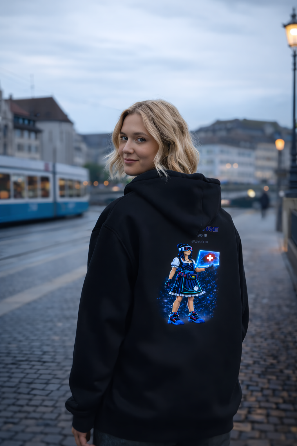 Cyber Heidi – Alpine Data Guard / Premium Unisex Hoodie