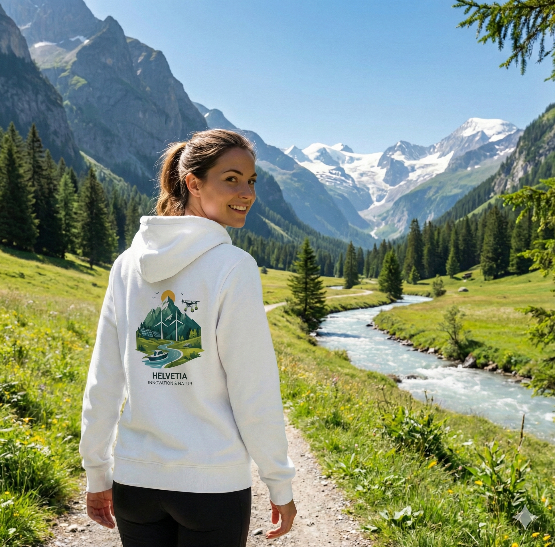 Helvetia – Innovation & Natur / Unisex Zip-Hoodie aus Bio-Baumwolle