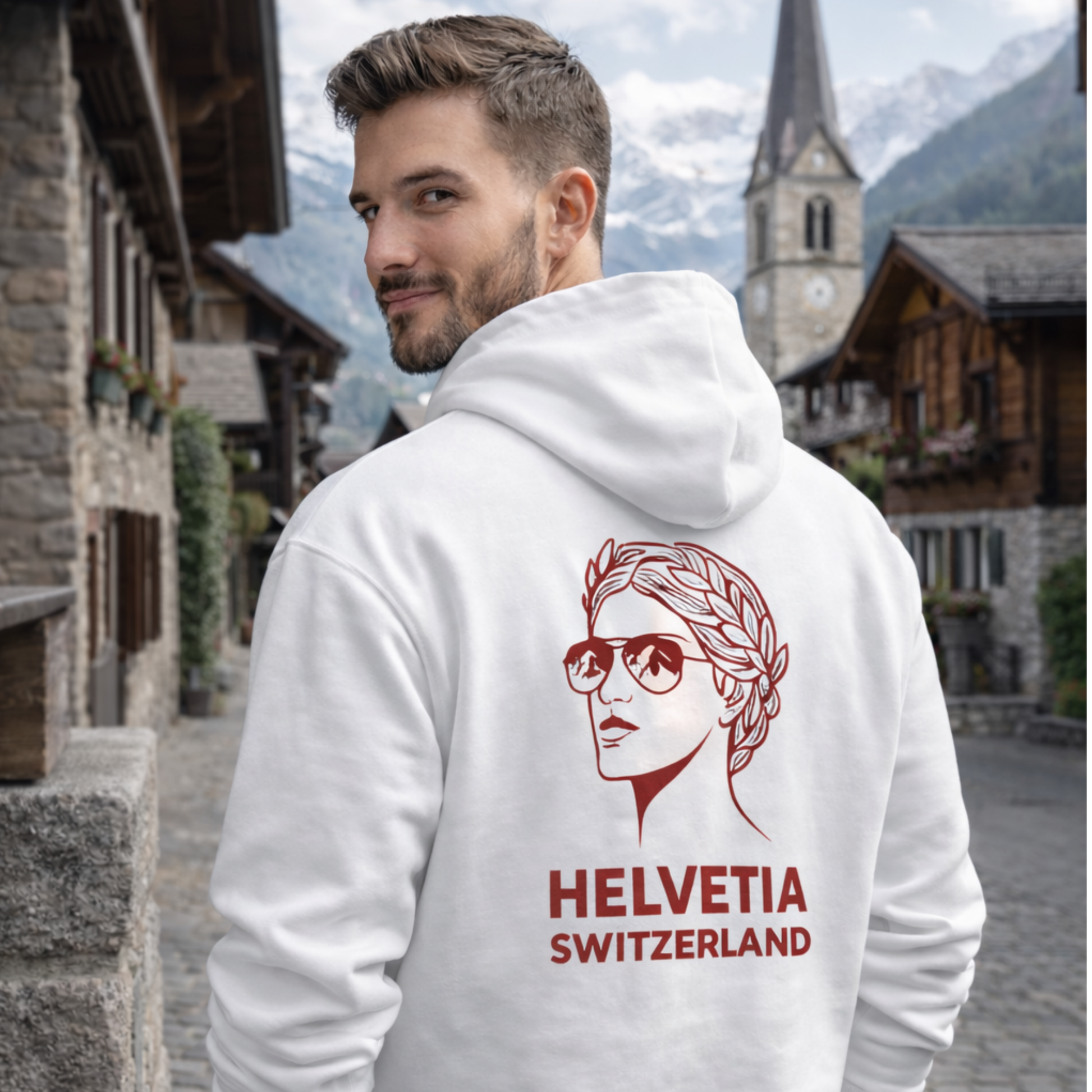 Helvetische Haltung – Modern Swiss Icon / Premium Unisex Hoodie